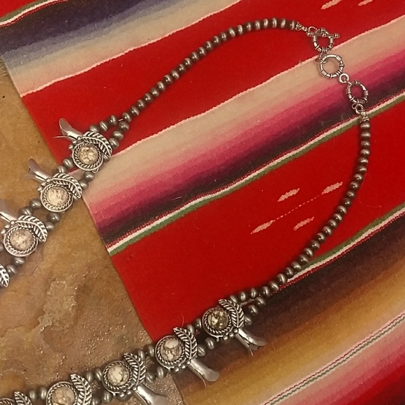 LAST ONE!!  Howelite Squash Blossom Necklace - Picture 3 of 3